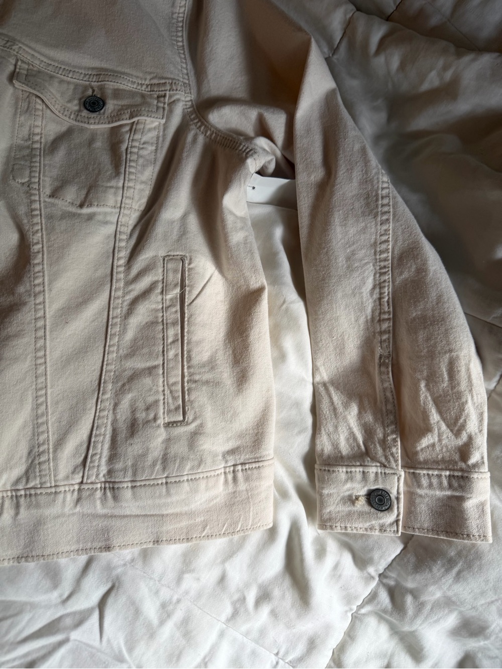 NWT sonoma plus size ecru denim 90’s trucker button up classic cotton jacket - Picture 4 of 9